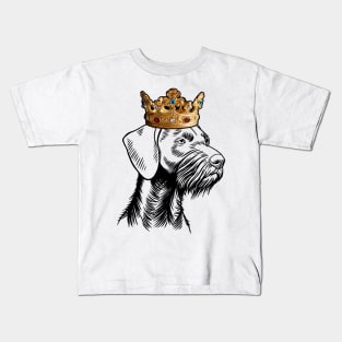 German Wirehaired Pointer Dog King Queen Wearing Crown Kids T-Shirt